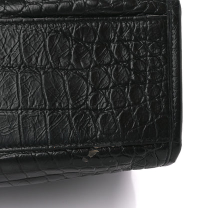 Saint Laurent Calfskin Crocodile Embossed Monogram Medium Niki Shopping Bag Black 11 of 12