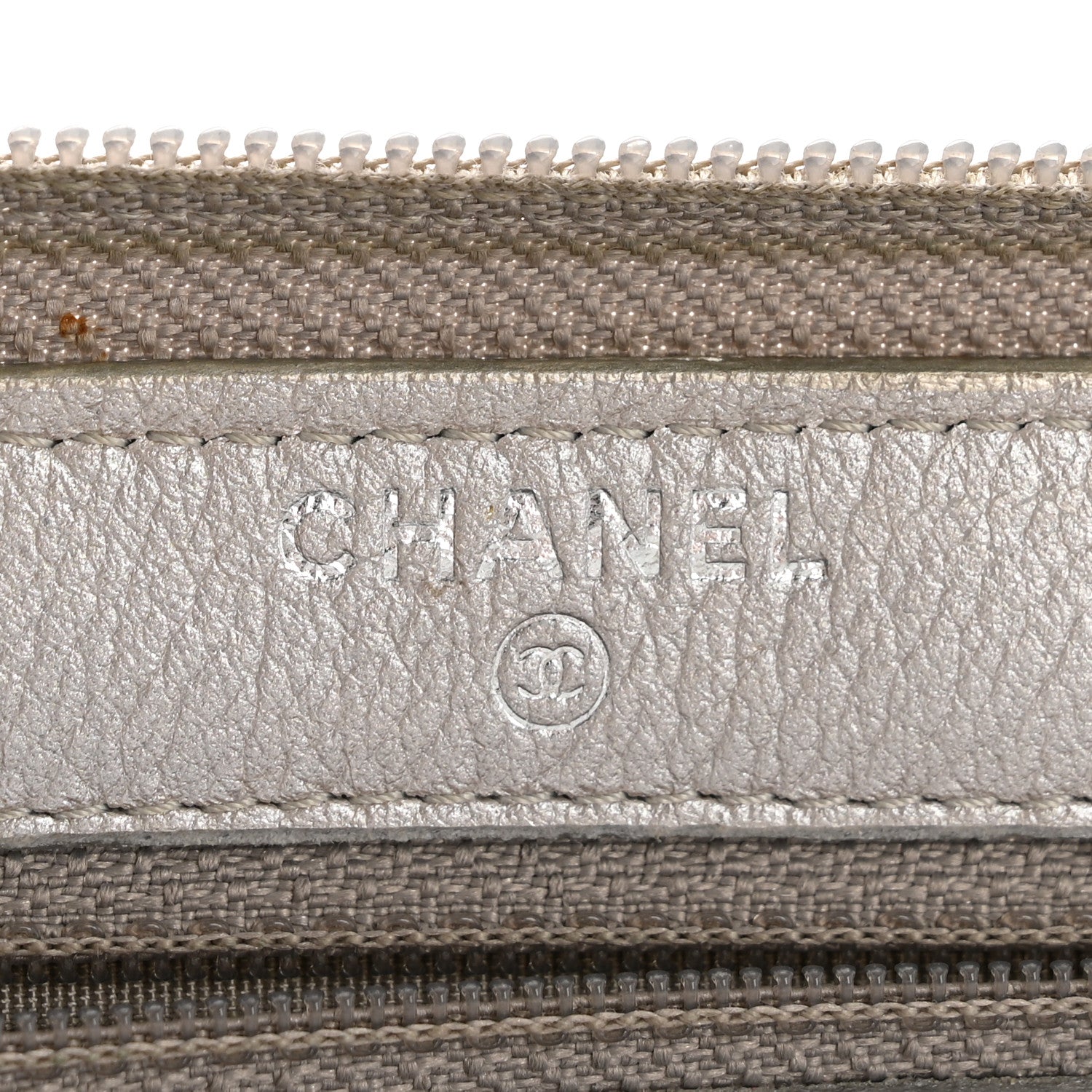 Chanel Metallic Goatskin Camellia Embossed Zip Around Wallet Silver 6 of 10
