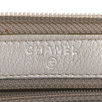 Chanel Metallic Goatskin Camellia Embossed Zip Around Wallet Silver 6 of 10