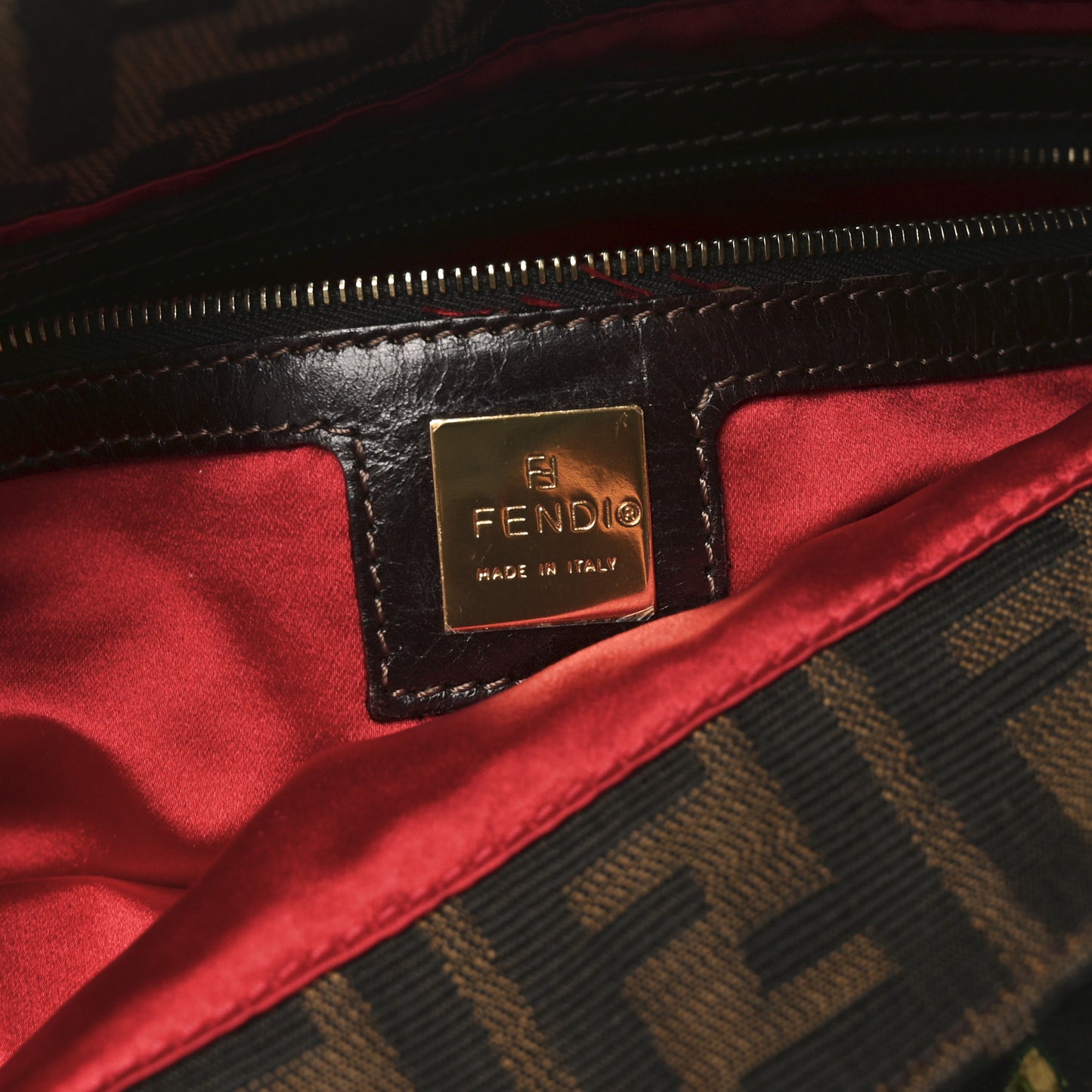 Zucca Pony Hair Embroidered Mama Baguette Tobacco Rosso