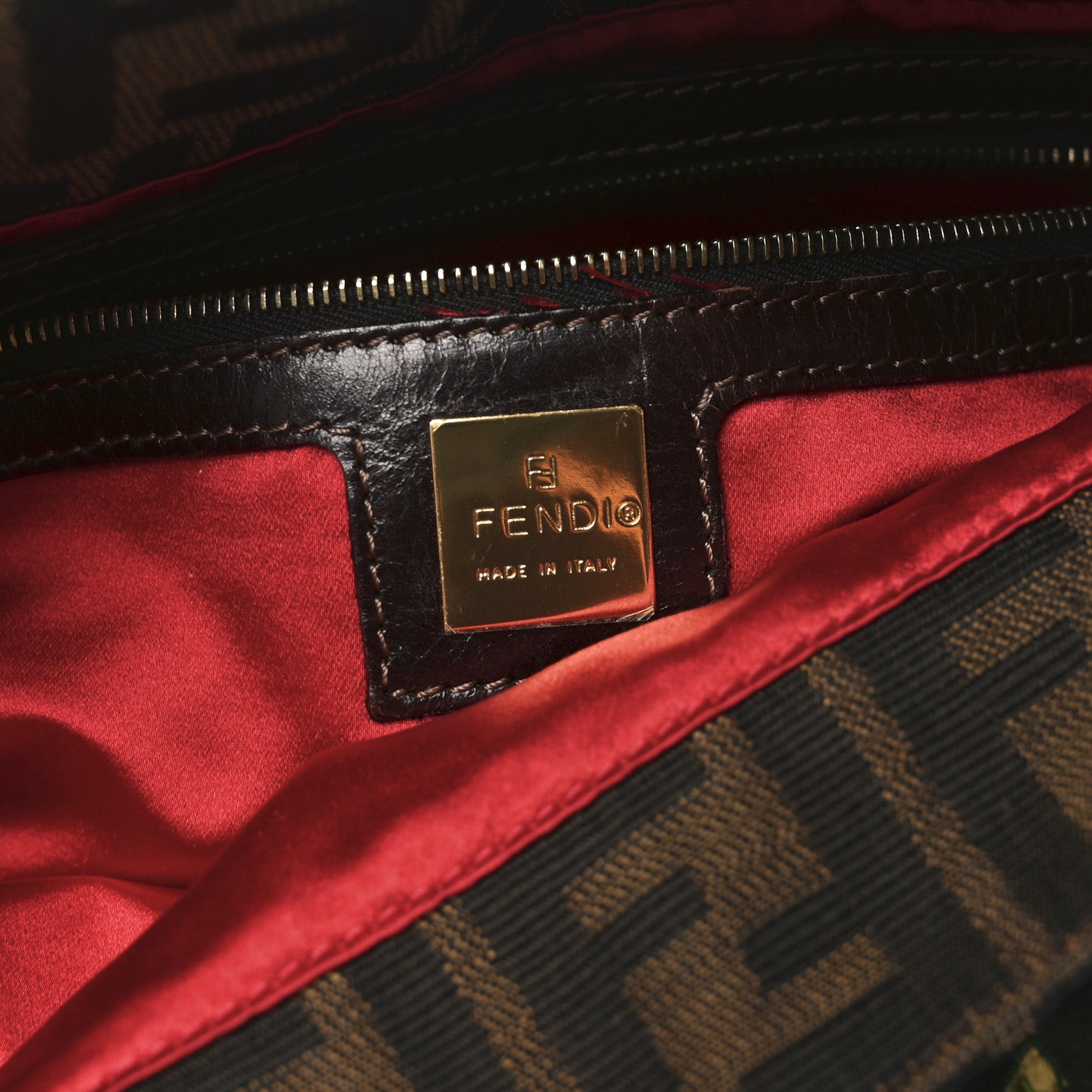 Fendi Zucca Pony Hair Embroidered Mama Baguette Tobacco Rosso 6 of 11