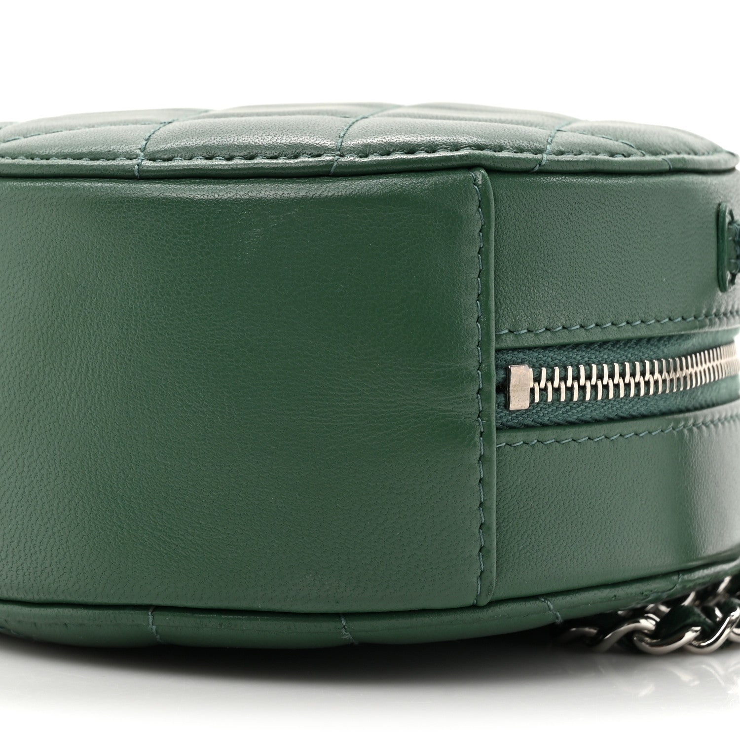 Chanel Lambskin Quilted Round Clutch With Chain Green 9 of 12