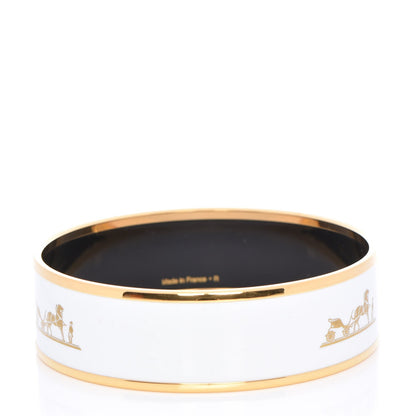 Hermes Enamel Printed Wide Caleche Bracelet 62 White 3 of 6