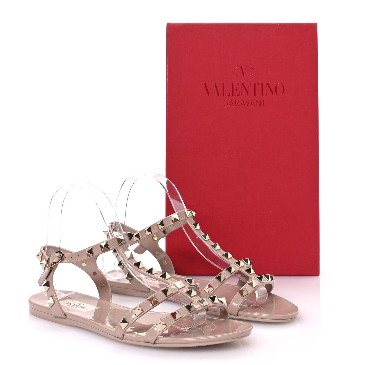 PVC Jelly Rockstud Caged Sandals 38 Poudre