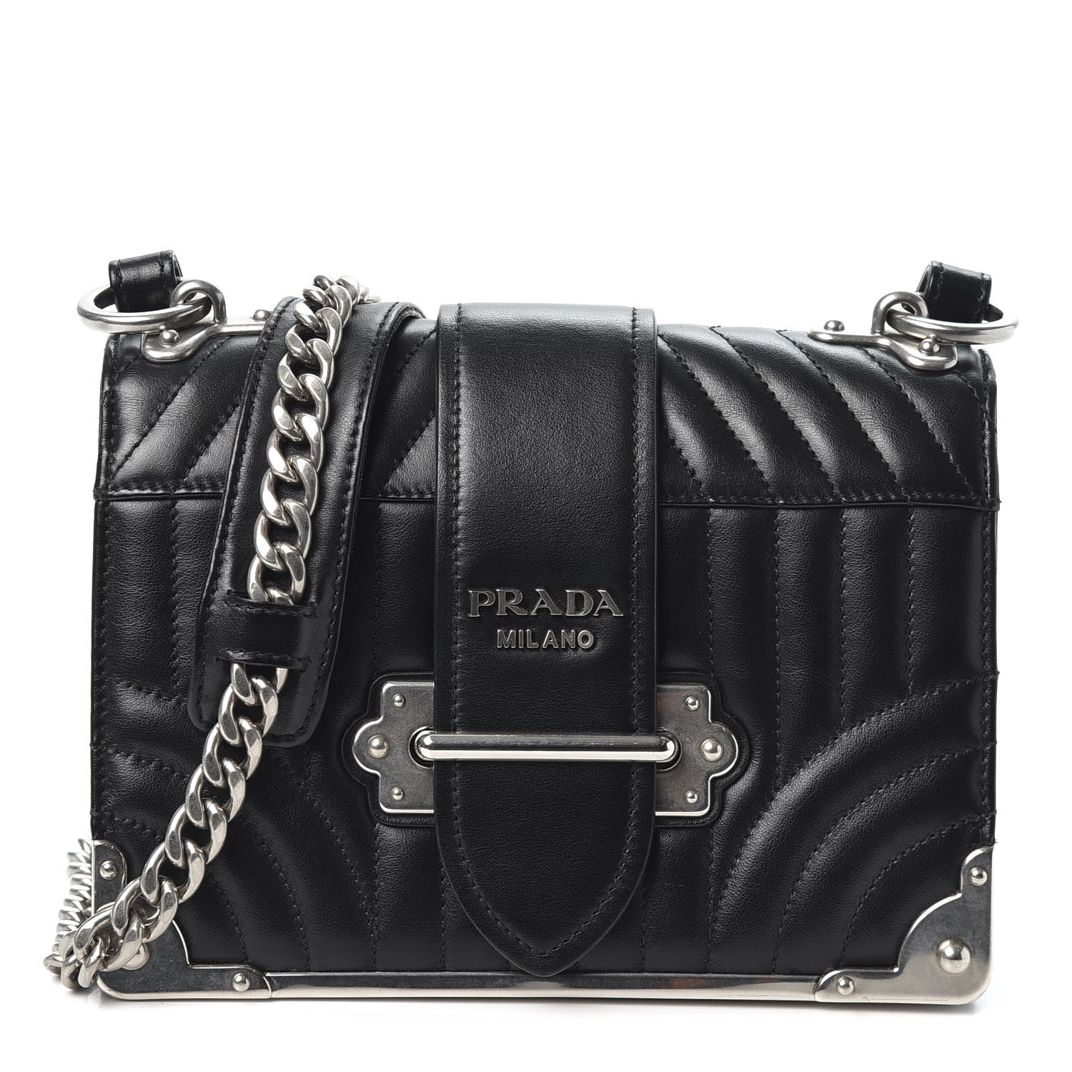 Prada Soft Calfskin Impunture Diagramme Cahier Bag Black 1 of 8