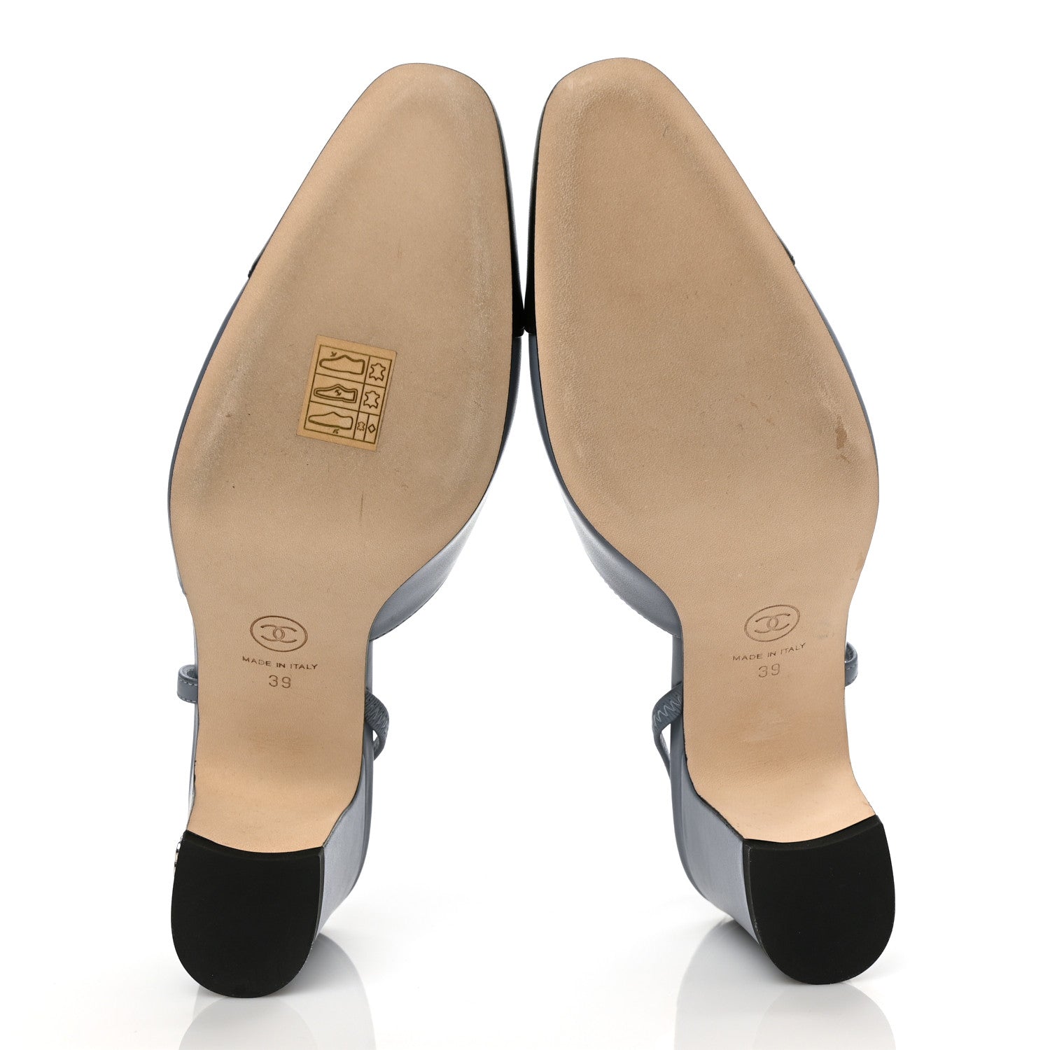 Chanel Lambskin Grosgrain Cap Toe CC Slingback Pumps 39 Black 5 of 9
