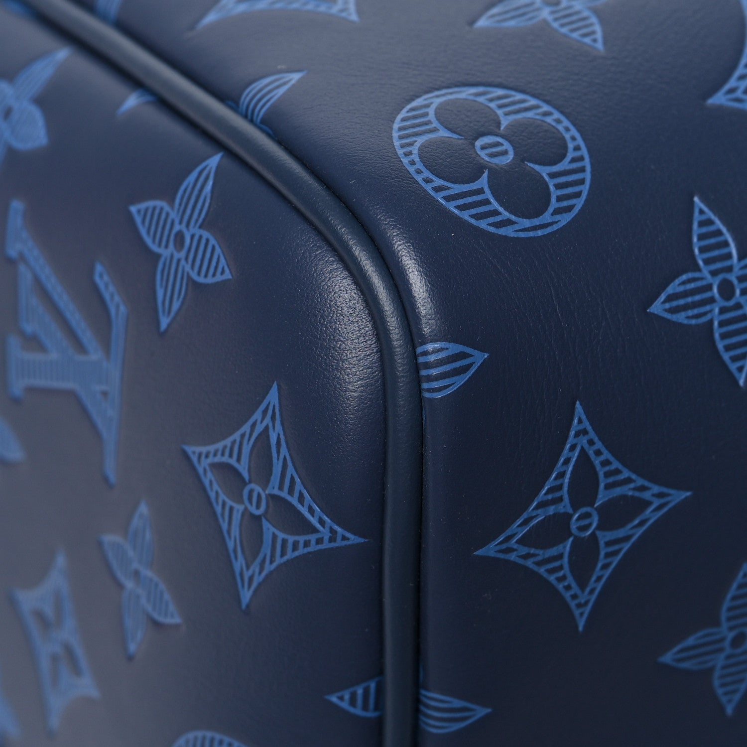 Louis Vuitton Calfskin Monogram Shadow Keepall Bandouliere 50 Navy 10 of 11