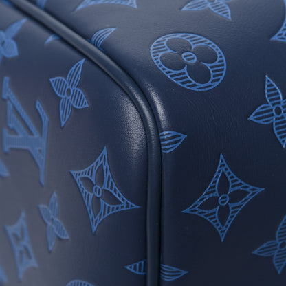 Louis Vuitton Calfskin Monogram Shadow Keepall Bandouliere 50 Navy 10 of 11