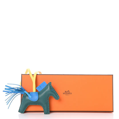 Hermes Milo Lambskin Grigri Rodeo Horse Bag Charm PM Malachite Bleu Zanzibar Lime 4 of 4