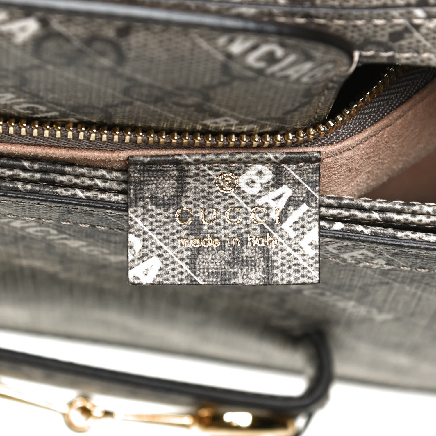 Gucci X BALENCIAGA GG Supreme Monogram Logo Print Horsebit 1955 Shoulder Bag Beige Ebony 6 of 13