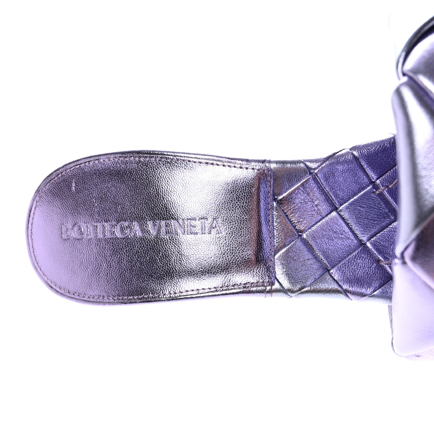 Metallic Nappa Maxi Intrecciato Lido Mule Sandals 37 Wisteria