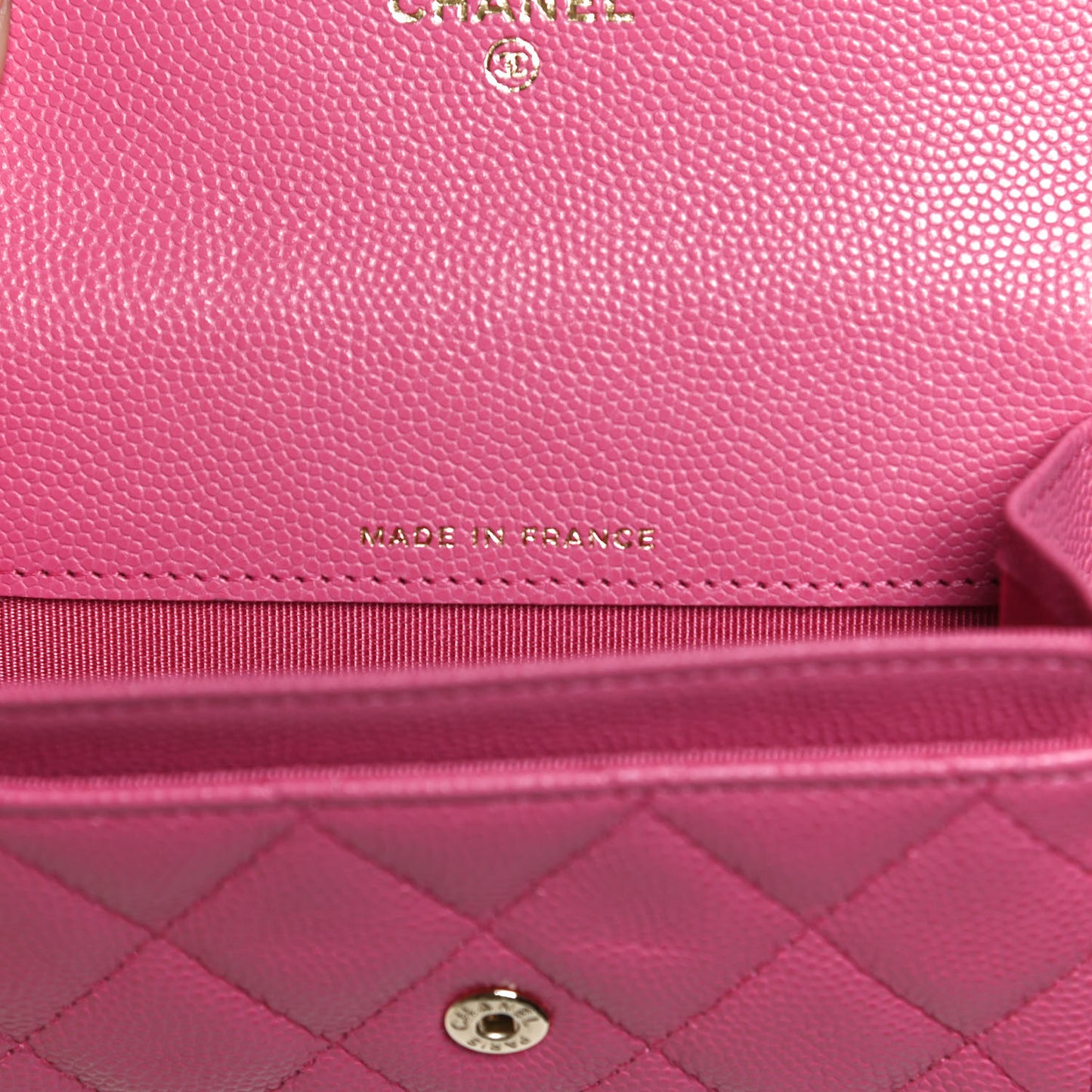 Caviar Quilted Flap Card Holder Wallet Pink