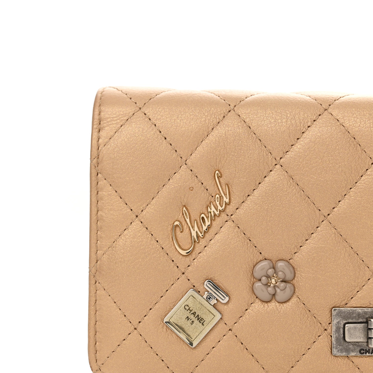 Chanel Aged Calfskin Lucky Charms Casino 2.55 Reissue Wallet on Chain WOC Beige 13 of 13