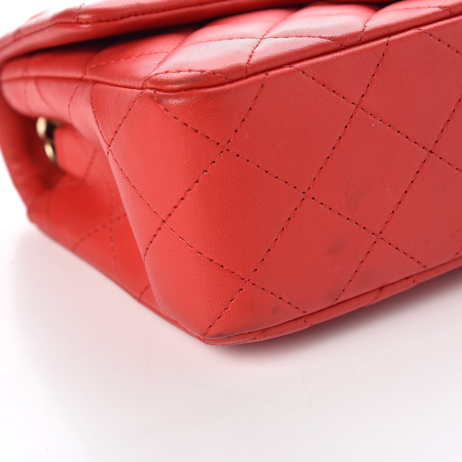 Chanel Lambskin Quilted Mini Rectangular Flap Red 10 of 14
