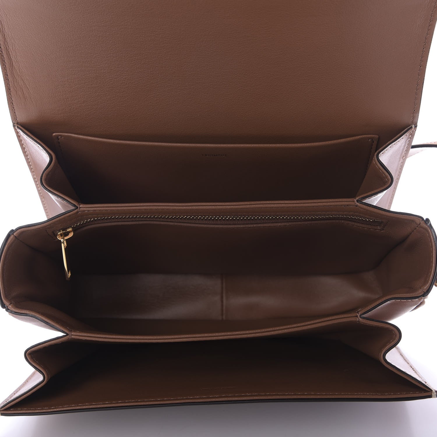 Celine Natural Calfskin Chaine Triomphe Jacquard Canvas Medium Triomphe Bag Navy Tan 5 of 9