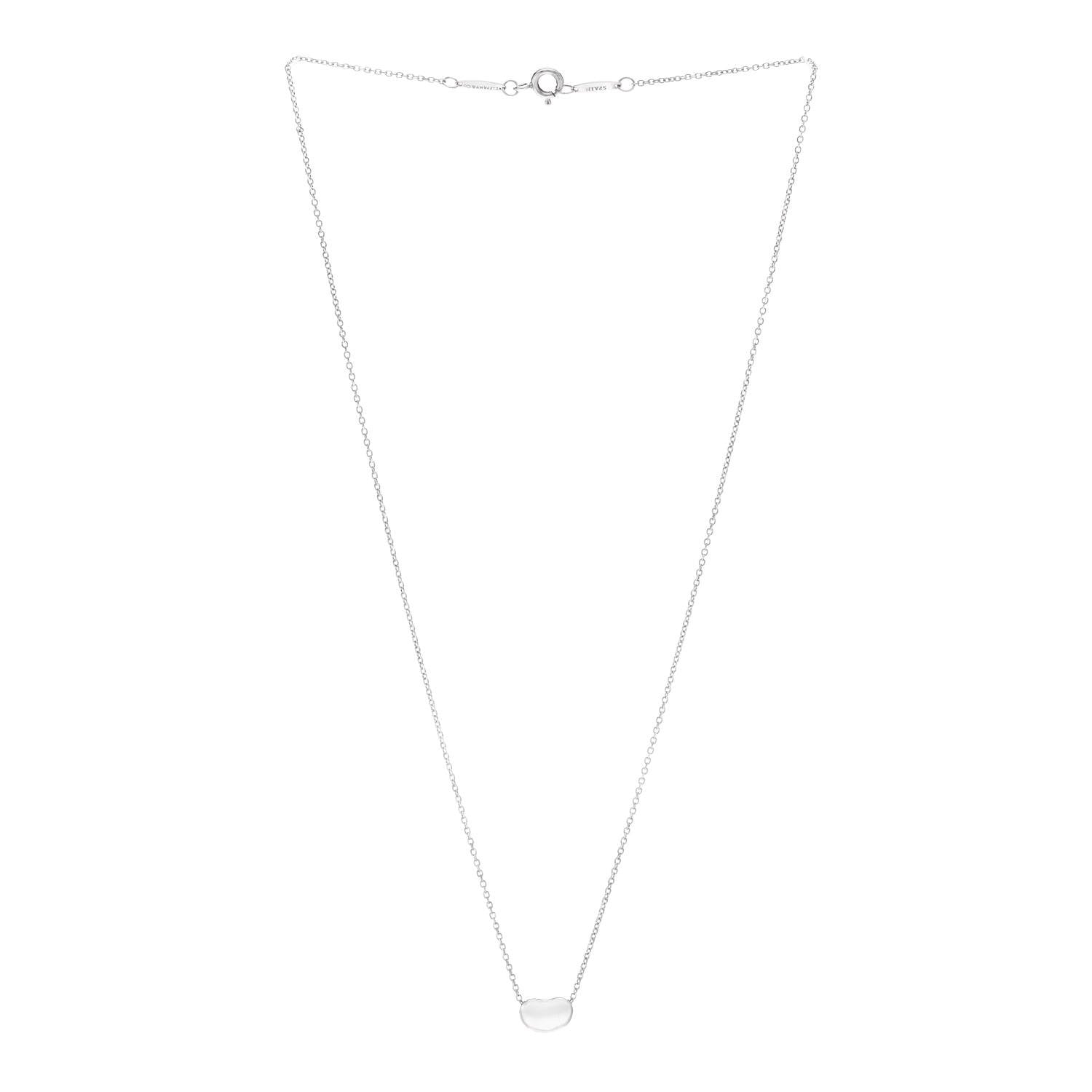 Tiffany Sterling Silver 9mm Elsa Peretti Bean Pendant Necklace 3 of 5