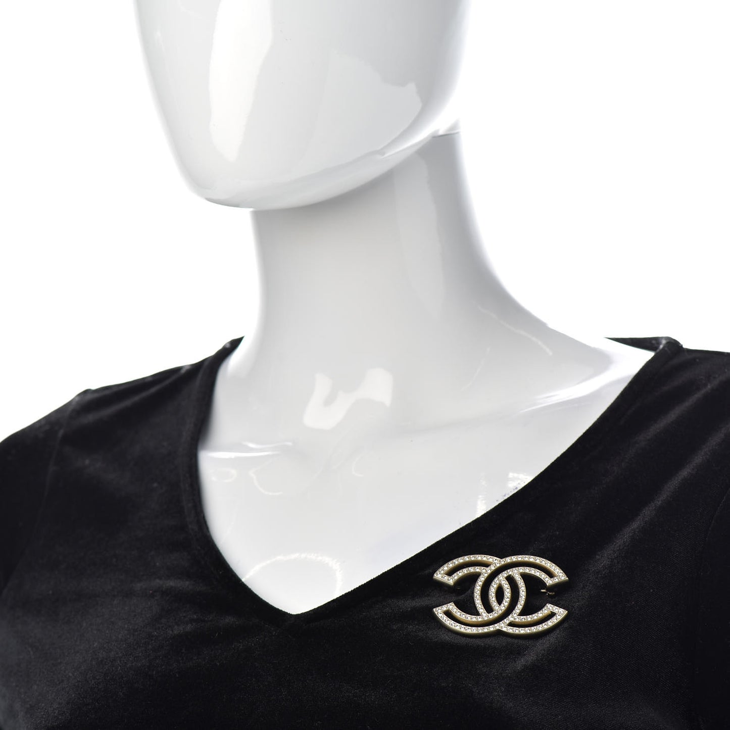Crystal CC Brooch Light Gold