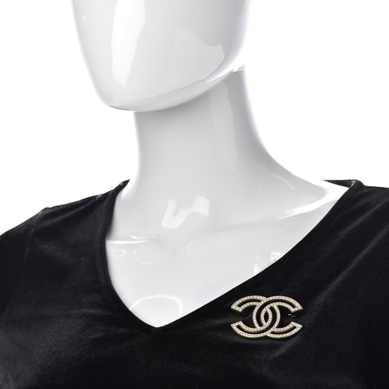 Chanel Crystal CC Brooch Light Gold 2 of 4
