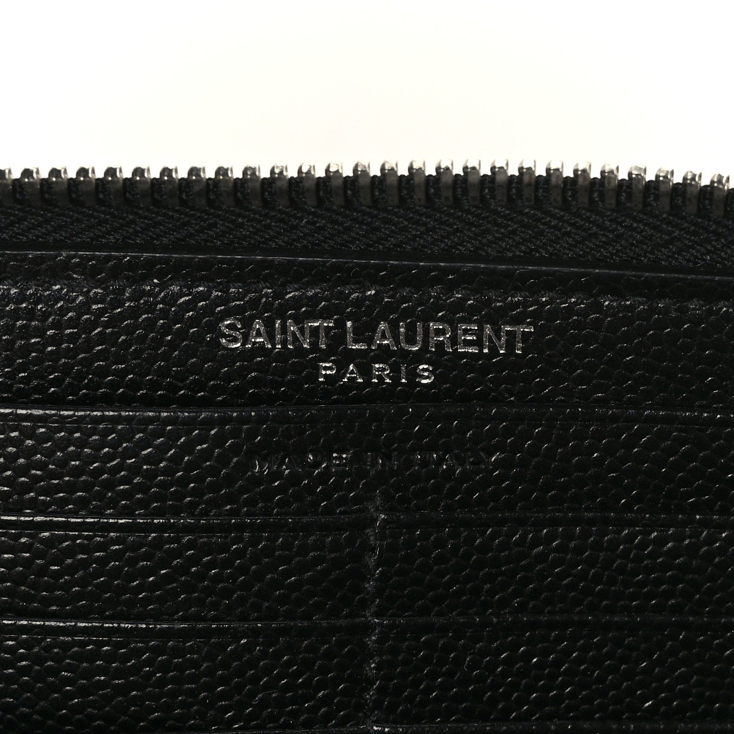 Saint Laurent Grain De Poudre Matelasse Chevron Monogram Zip Around Wallet Black 7 of 9