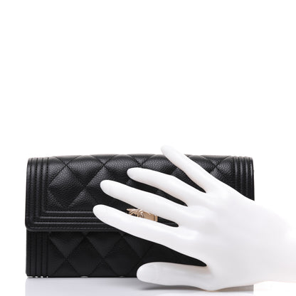 Chanel Caviar Quilted Long Boy Flap Wallet Black 2 of 14