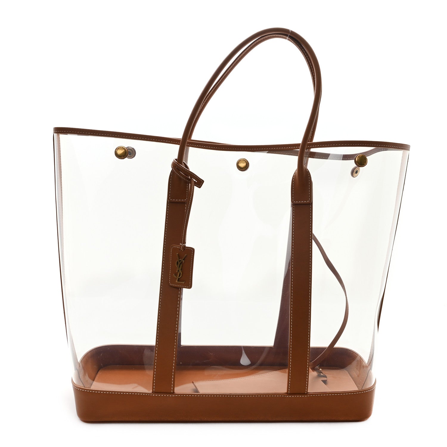 Saint Laurent Calfskin Vinyl Cabas Tote Brown 1 of 11