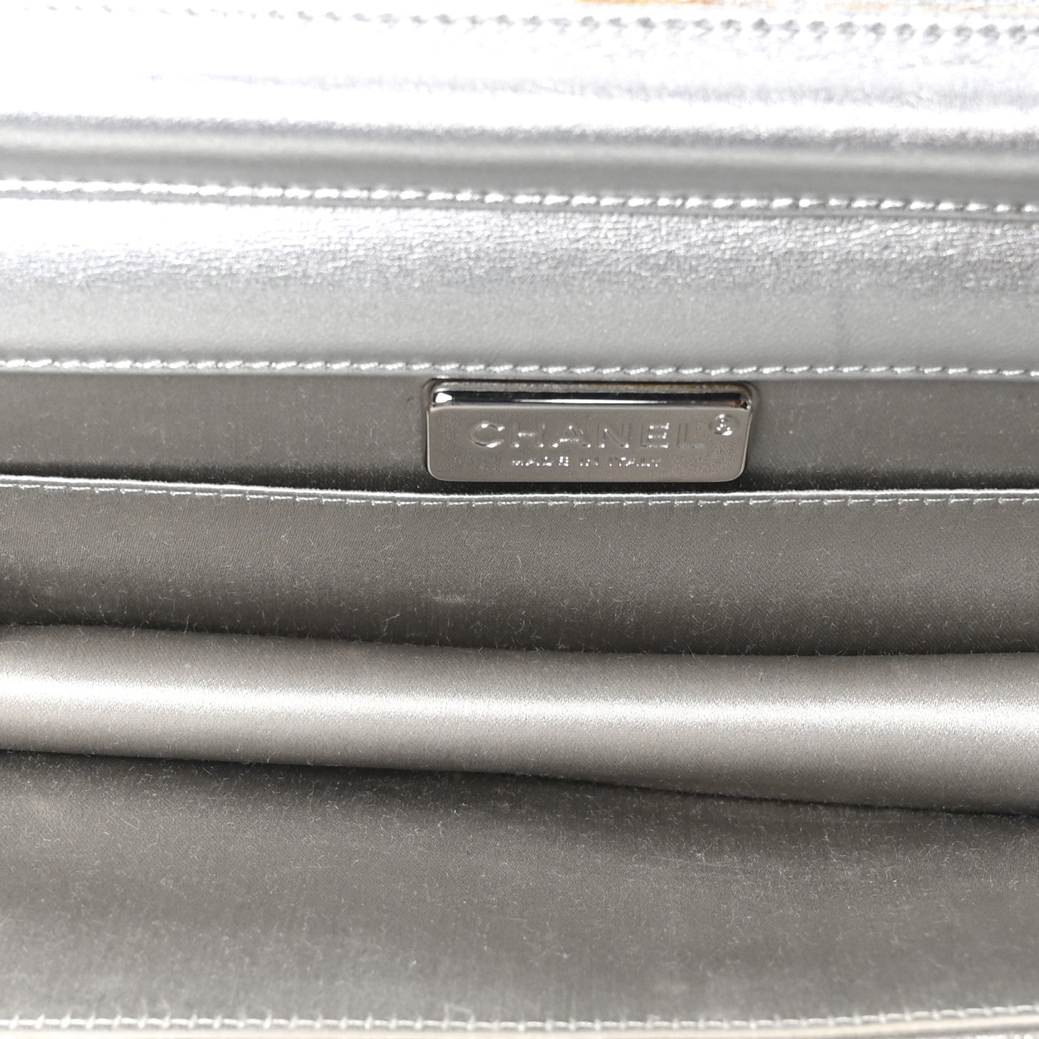 Chanel Metallic Goatskin Strass Chain Evening Clutch Silver 5 of 10