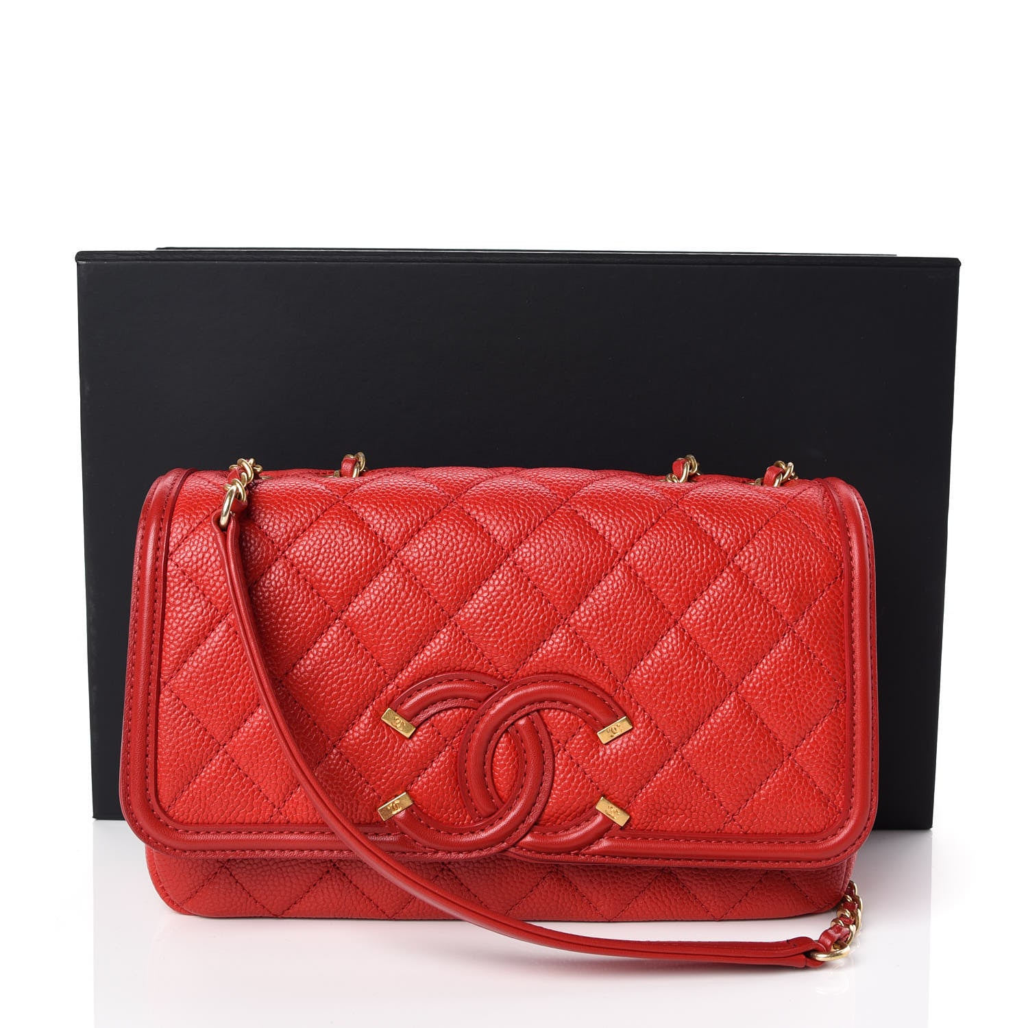 Chanel Caviar Quilted Small CC Filigree Flap Red 13 of 13