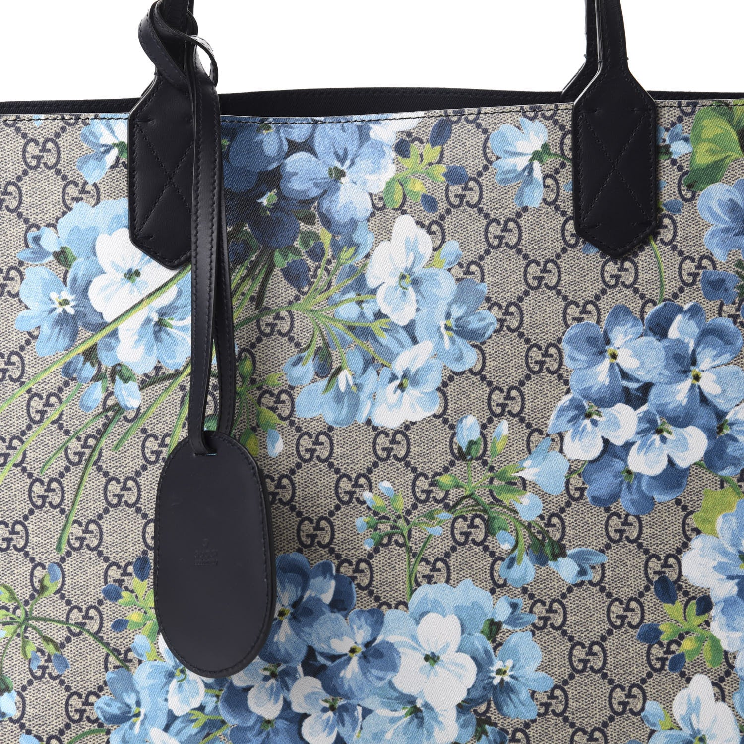 Gucci GG Supreme Monogram Blooms Medium Reversible Tote Beige Blue Navy 10 of 17