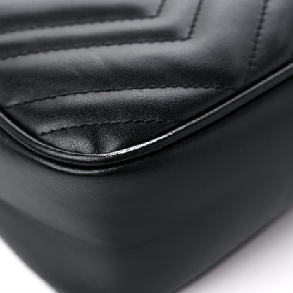 Gucci Calfskin Matelasse Small GG Marmont Chain Shoulder Bag Black 10 of 12