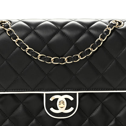 Chanel Lambskin Quilted Resin Graphic Frame Flap Bag Black White 8 of 11