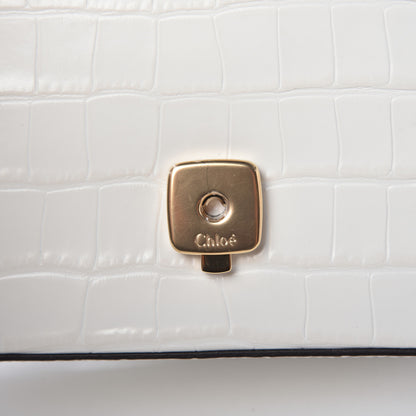Chloe Calfskin Crocodile Embossed Mini C Double Carry Brilliant White 2 of 10