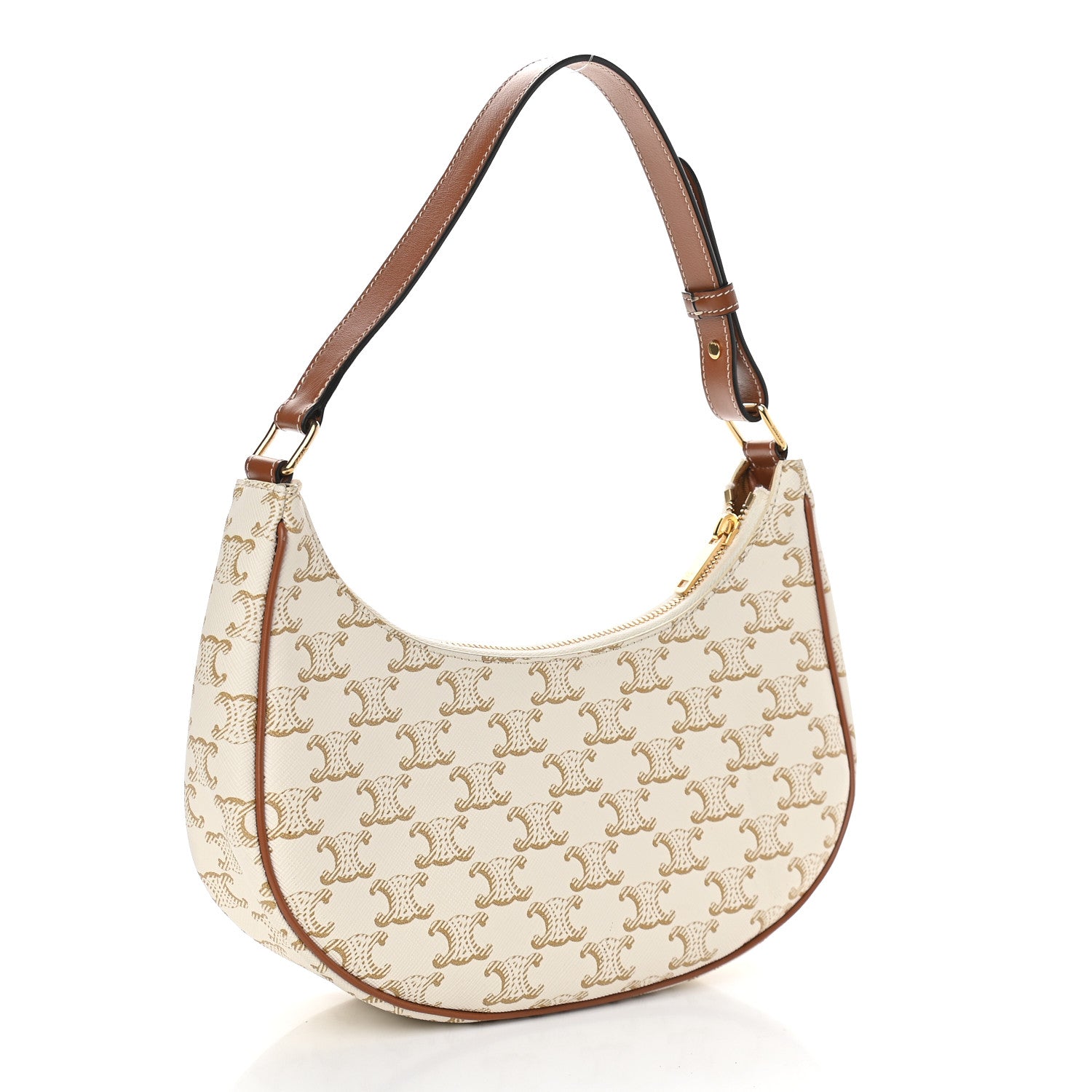 Celine Canvas Calfskin Ava Triomphe Shoulder Bag White 3 of 10