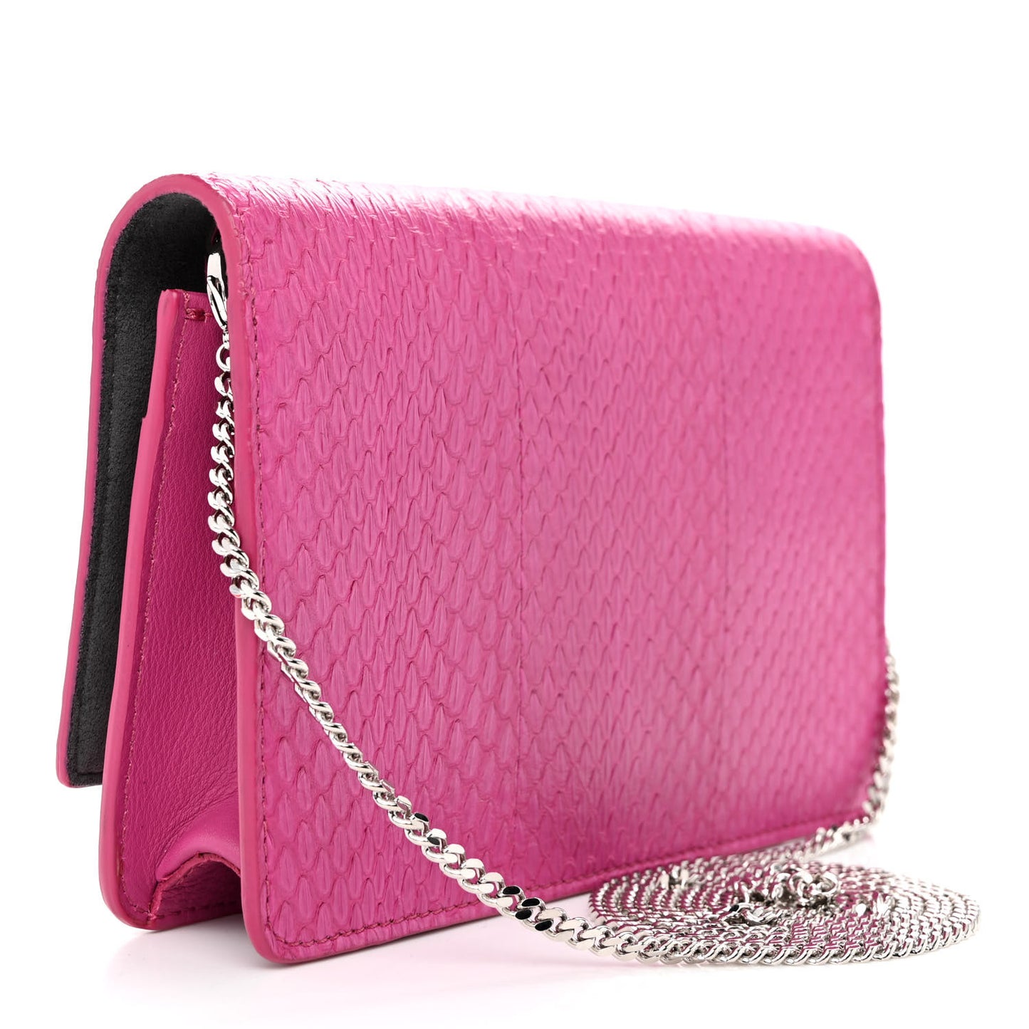Snakeskin Tube Wallet on Chain Magenta