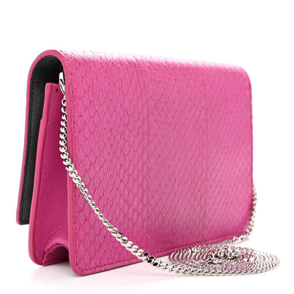Fendi Snakeskin Tube Wallet on Chain Magenta 3 of 20