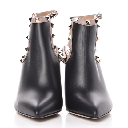 Valentino Garavani Calfskin Rockstud Open Back Ankle Booties 38.5 Black Poudre 2 of 8