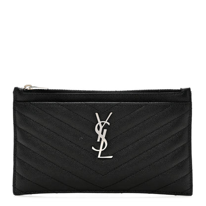 Saint Laurent Grain De Poudre Chevron Monogram Bill Pouch Black 1 of 7