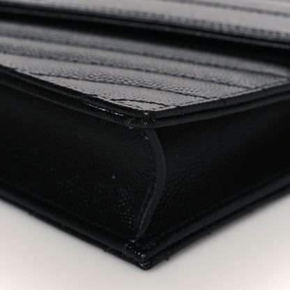 Saint Laurent Grain De Poudre Matelasse Chevron Monogram Envelope Chain Wallet Black 7 of 11