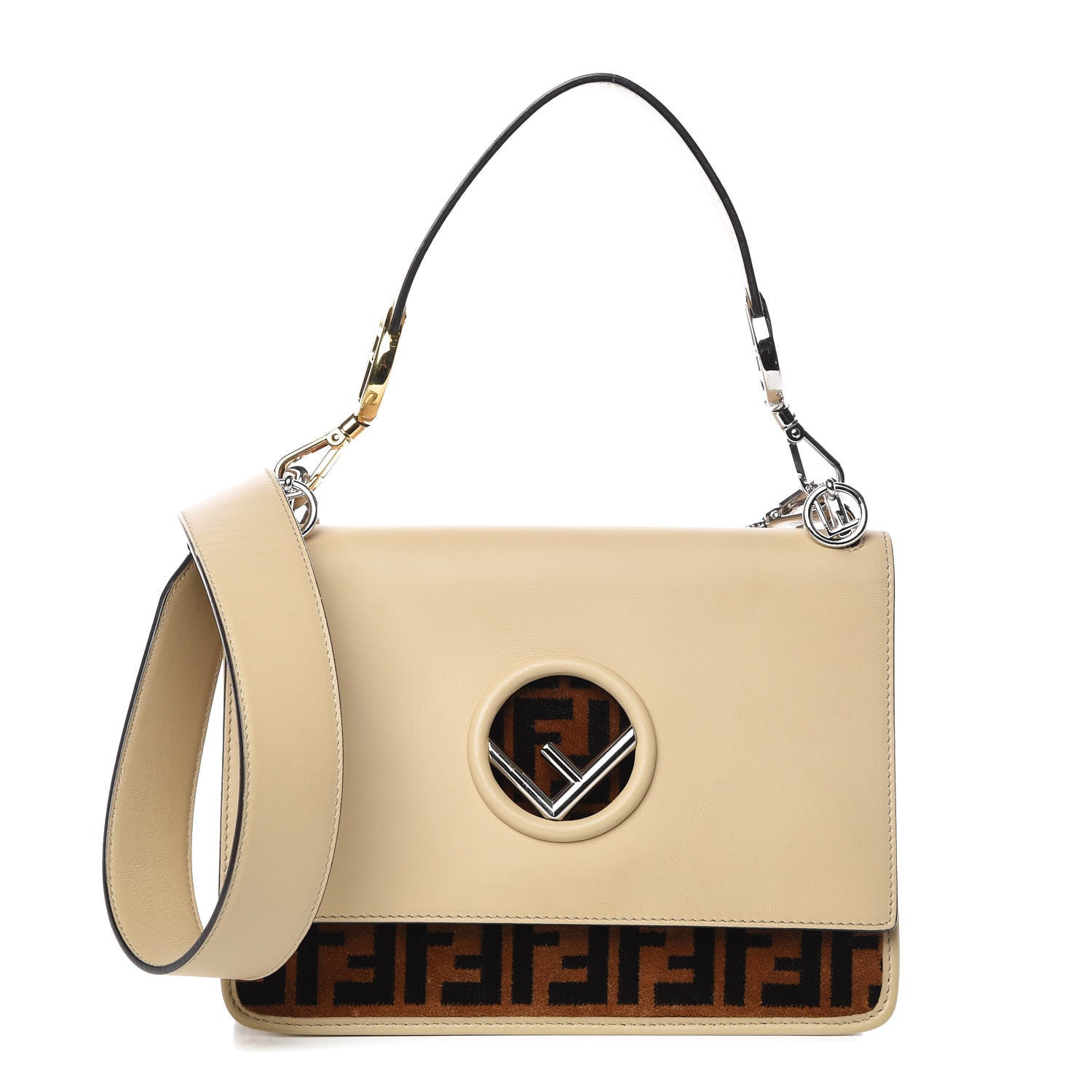 Fendi Vitello Century Velvet F is Fendi FF Kan I Shoulder Bag Tobacco Amido 1 of 16