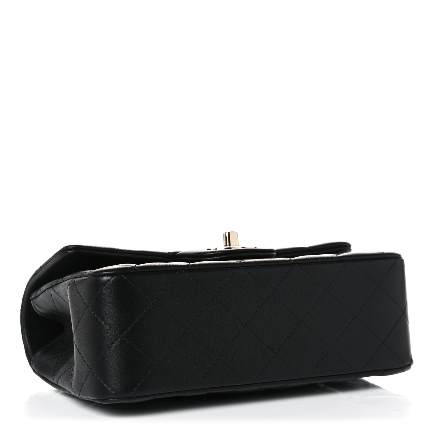 Lambskin Quilted Mini Top Handle Rectangular Flap Black