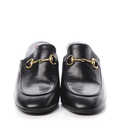 Gucci Malaga Kid Horsebit Princetown Mid Heel Mules 38 Black 2 of 9