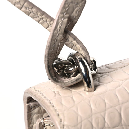 Saint Laurent Calfskin Crocodile Embossed Medium Monogram Sunset Dark Beige 11 of 13