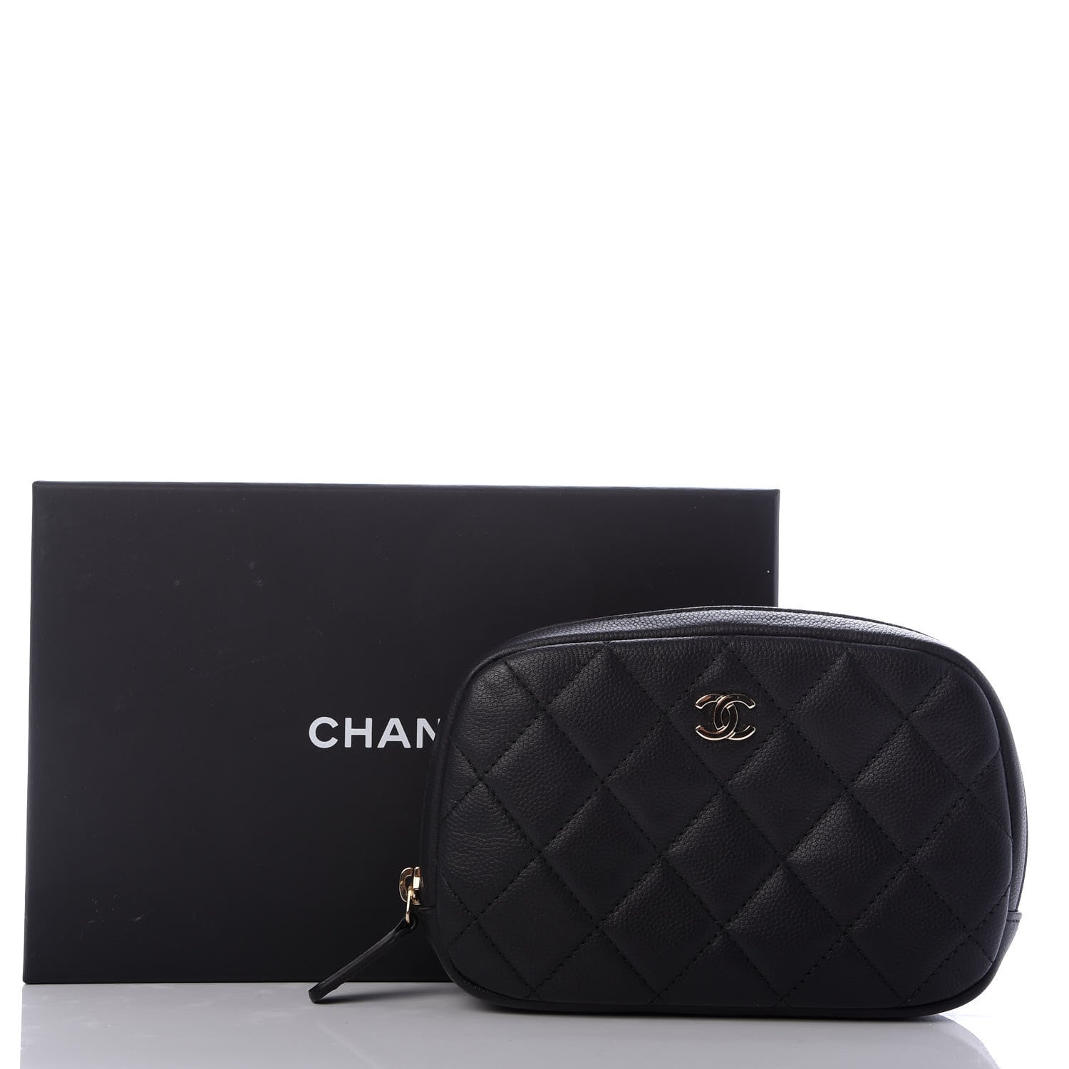 Chanel Caviar Quilted Small Curvy Pouch Cosmetic Case Black 8 of 8
