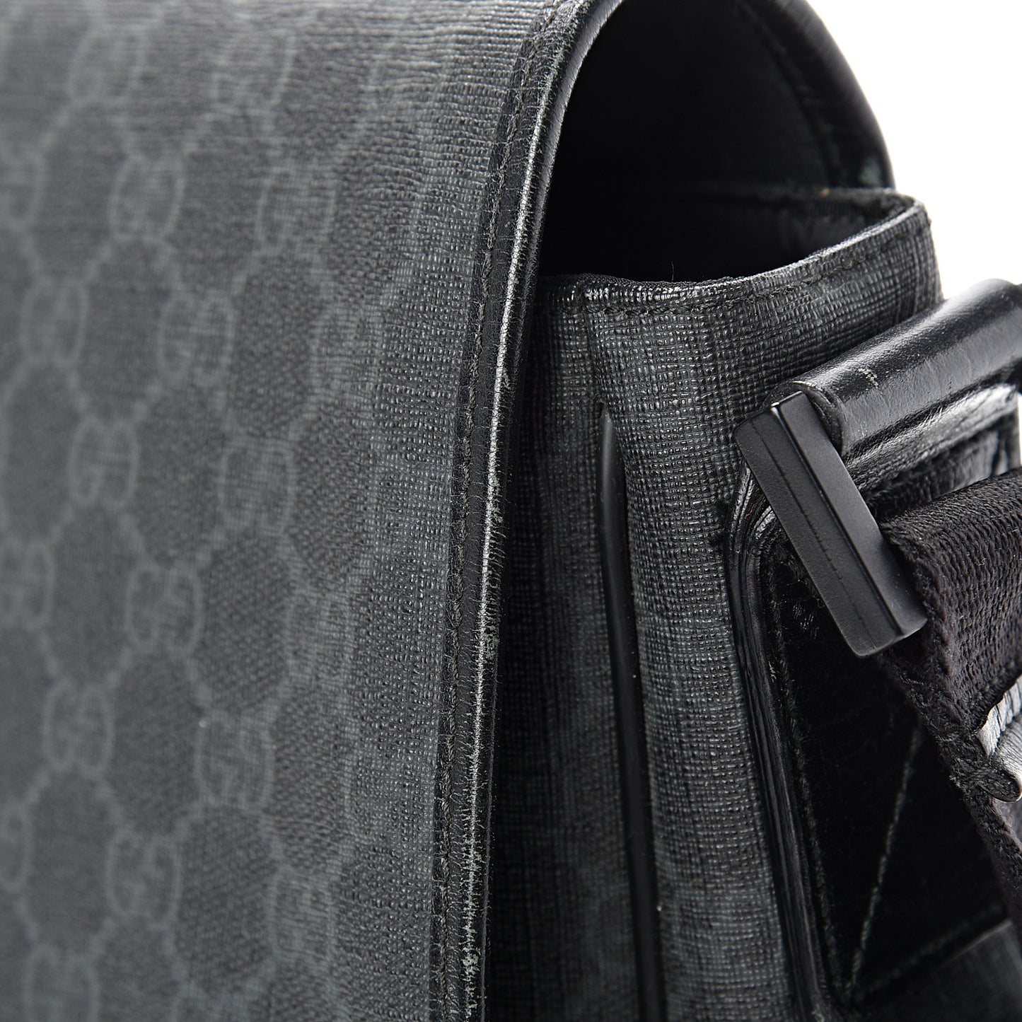 GG Plus Monogram Medium Flap Messenger Bag Black