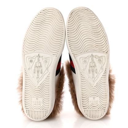 Gucci Calfskin Wool Web Bee Embroidered Womens Ace Sneakers 35.5 White 6 of 12