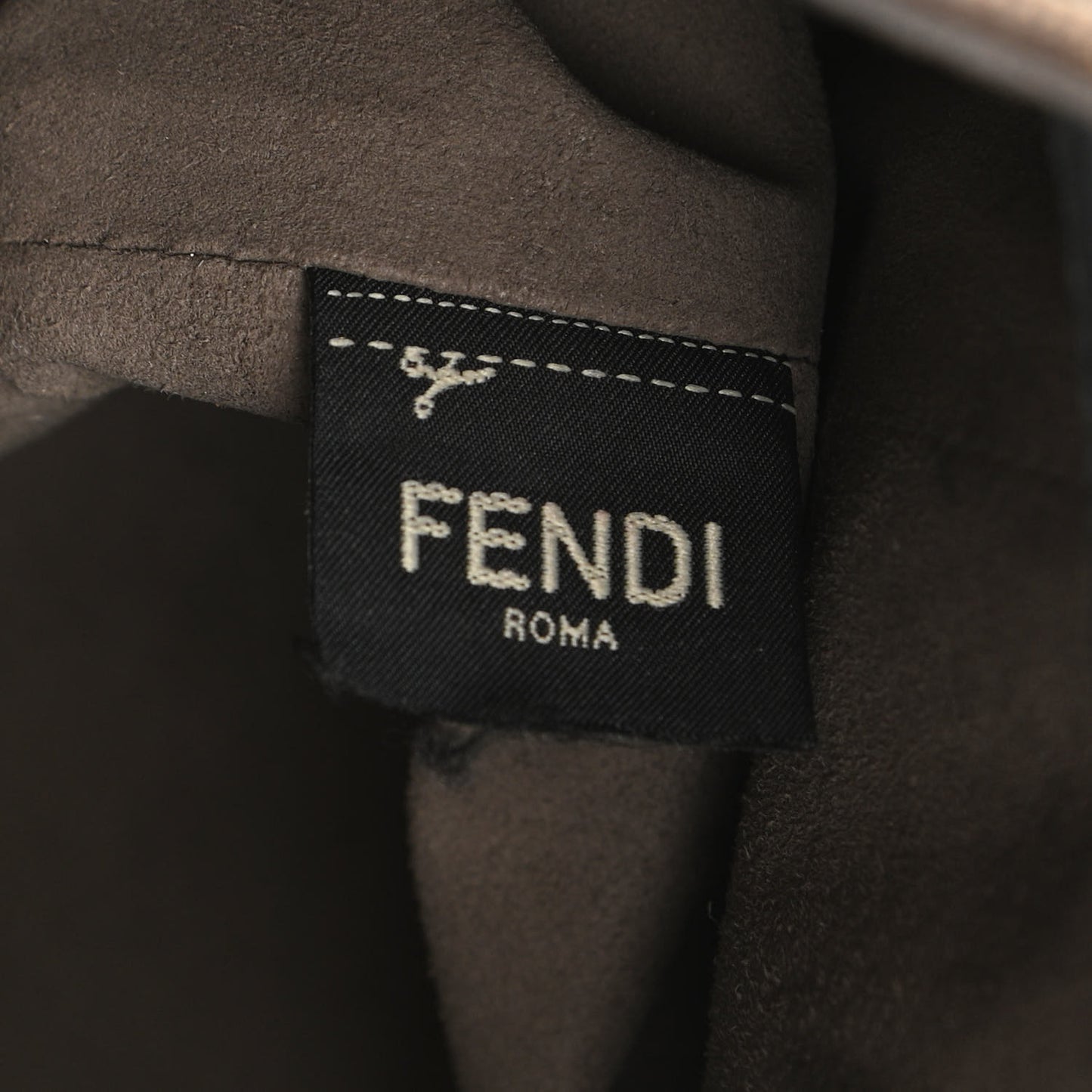Glazed Fabric Vitello Grace F is Fendi FF 1974 Stamp Patch Grande Mon Tresor Bucket Bag Mogano Panna Black