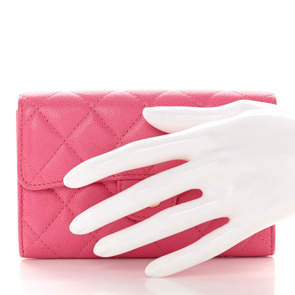 Chanel Caviar Quilted Medium Flap Wallet Pink 2 of 9