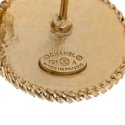 Chanel Metal Crystal CC Medallion Round Earrings Gold 4 of 5