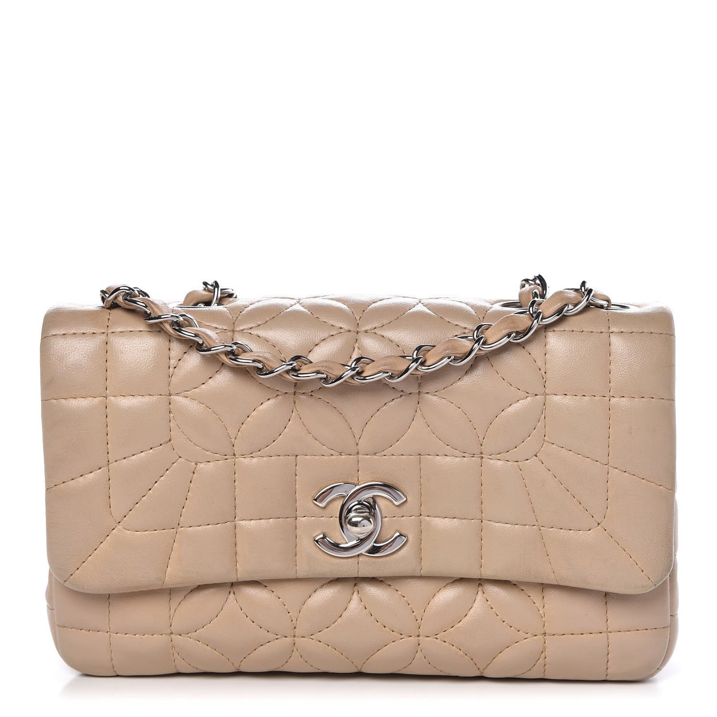 Lambskin Mini Lady Graphic Flap Ivory