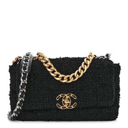 Chanel Tweed Quilted Medium Chanel 19 Flap Black 1 of 9