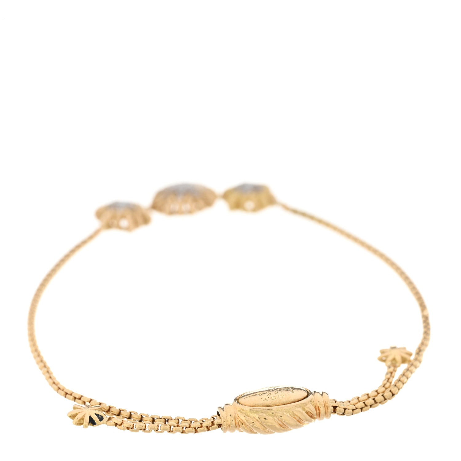 David Yurman DAVID YURMAN 18K Yellow Gold Diamond Starburst Three Station Bracelet 2 of 3